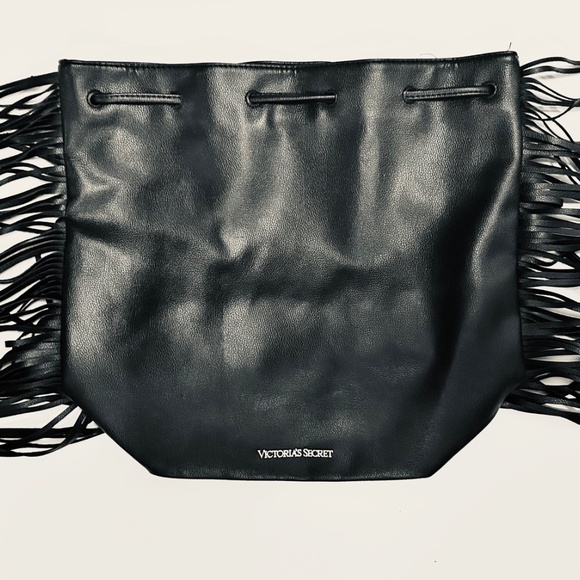 Victoria Secret Black Faux Leather Tassle Backpack - Picture 5 of 5